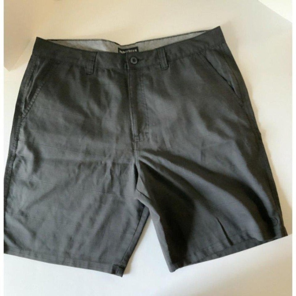 HANG TEN Men's Casual Classic Flat Front Golf Shorts Striped Gray Black Sz 38 W
